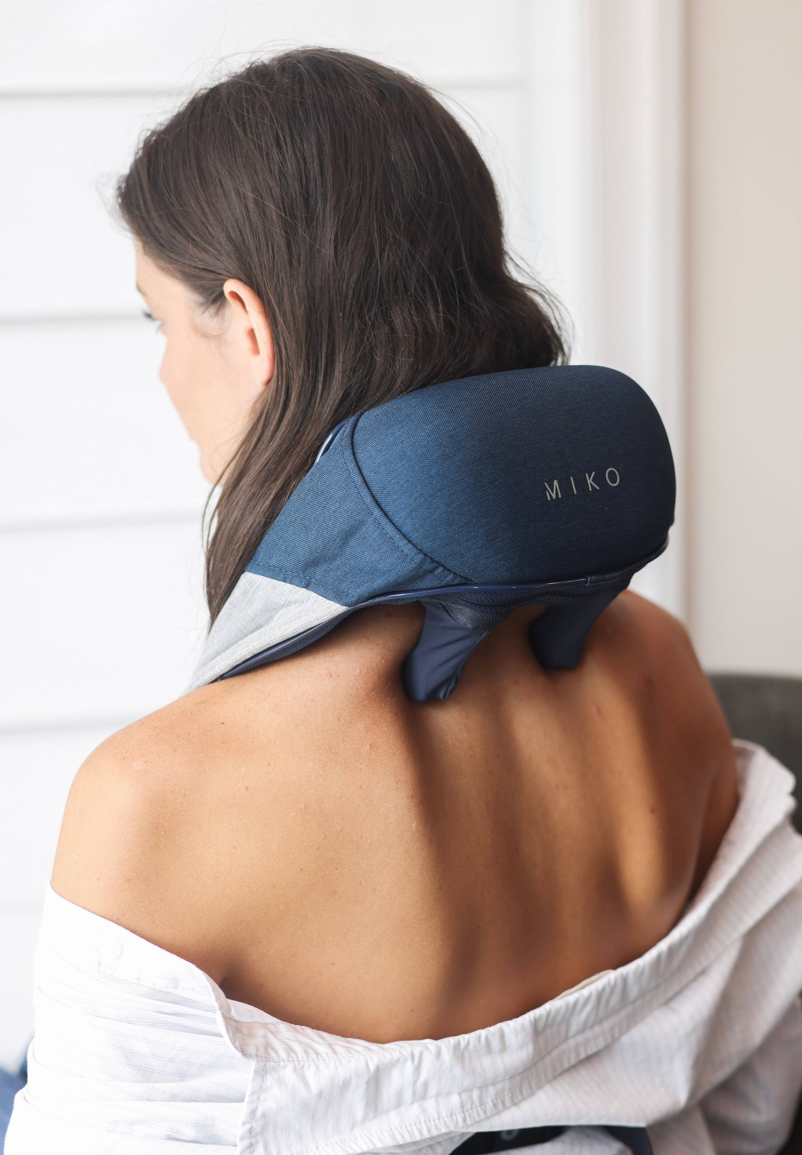 Alt View 4. Miko - Miko Wave Massager with App Control, Ergonomic Design, Adjustable Heat, Intensity & Massage Modes, Hands-Free Relief - Grey/Blue.