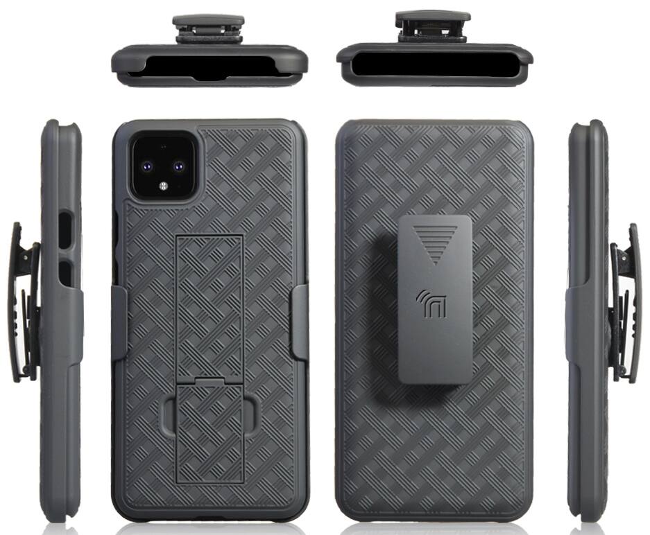 Alt View 9. Nakedcellphone - Case with Stand and Belt Clip Holster Combo for Google Pixel 4 XL - Black.