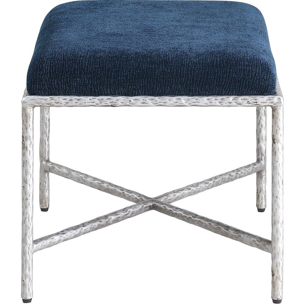 Alt View 3. Meridian Furniture - Valley Navy Chenille Fabric Bench - Blue.