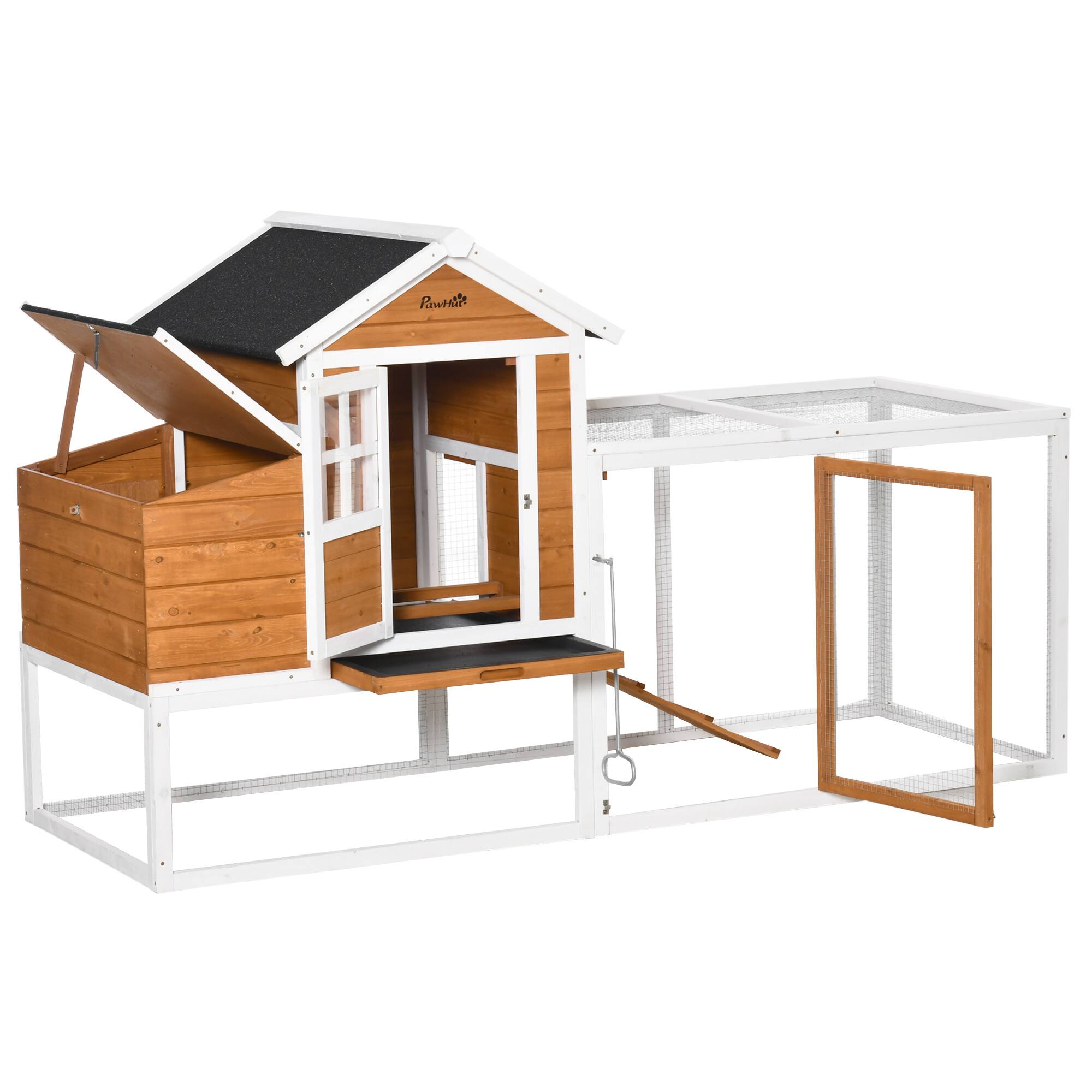 Alt View 4. Pawhut - 76" Chicken Coop with Safe Healthy Non-Polluting Materials, Outdoor Poultry Cage with Weatherproof Materials.