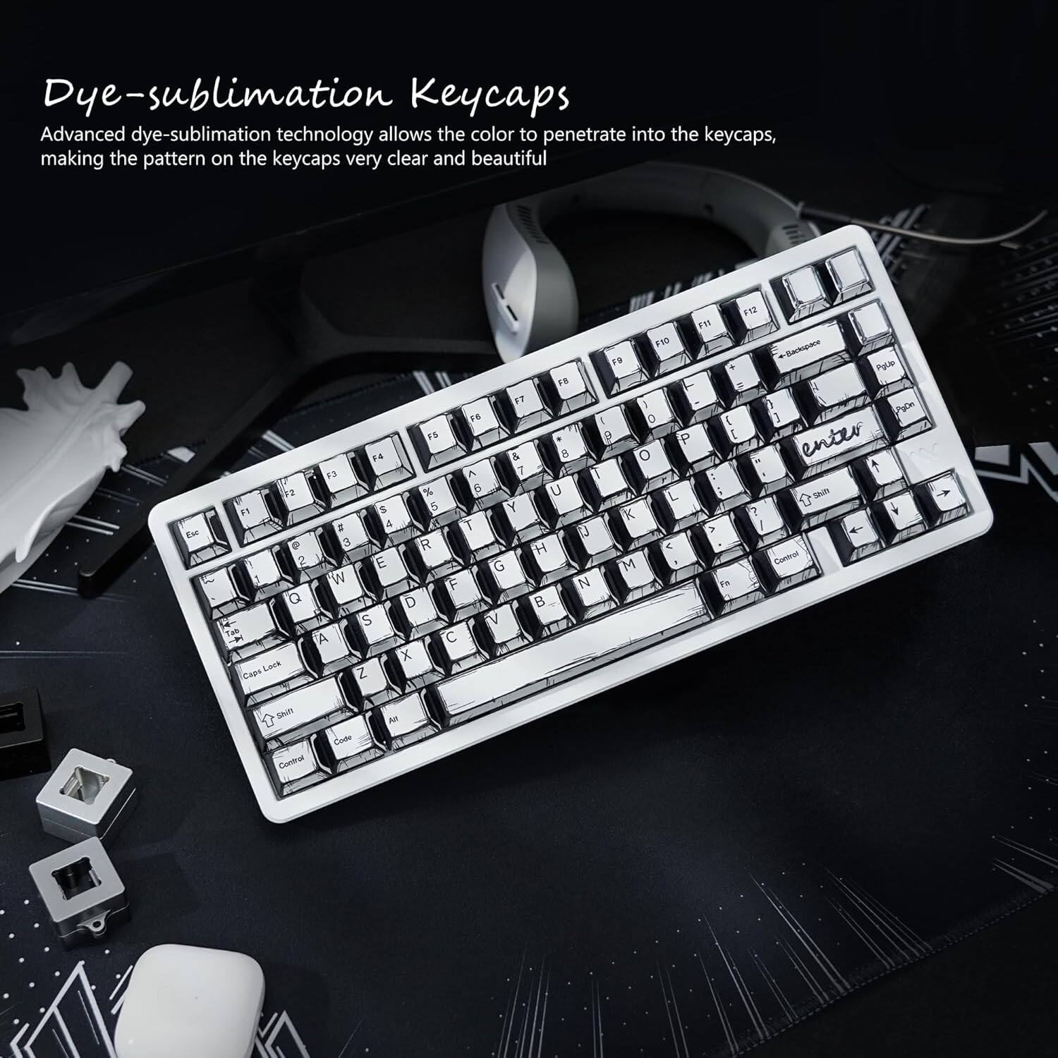 Dye-sublimation Keycaps

Advanced dye-sublimation technology allows the color to penetrate into the keycaps, making the pattern on the keycaps very clear and beautiful.