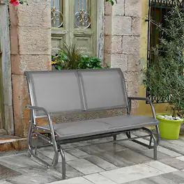 Gymax - 48'' Outdoor Patio Swing Glider Bench Chair Loveseat Rocker Lounge Backyard Grey - Gray