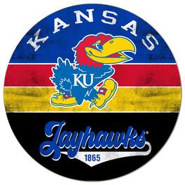 Jardine - Kansas Jayhawks 20'' x 20'' Retro Logo Circle Sign - Blue