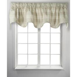 Ellis Curtain - Light Blocking Cool Adjustable Bartlett Lined Scallop Window Valance - 70x17" - Natural