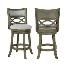 New Classic Furniture - New Classic Manchester Wood Swivel Counter Stool w/ Fabric Seat (Set of 2) - Gray