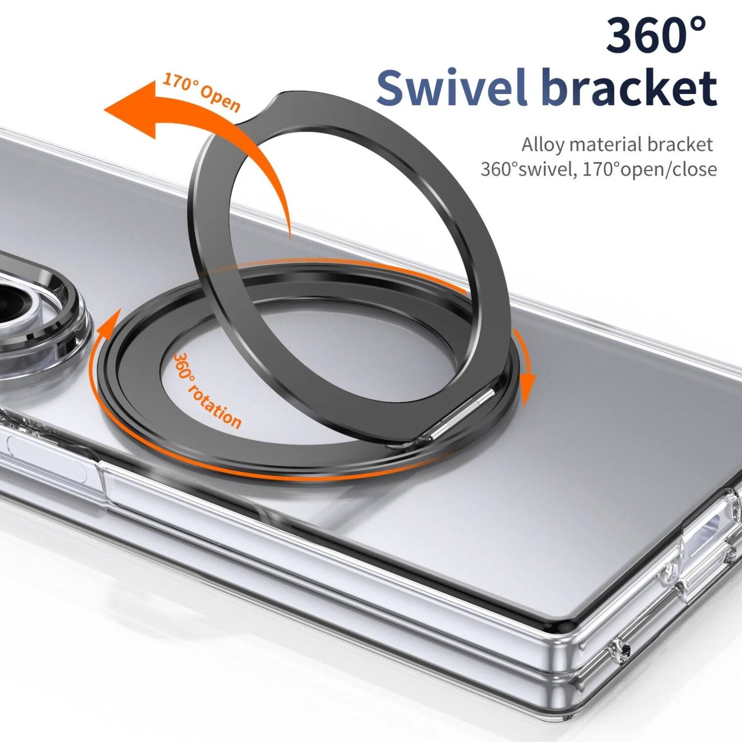 170° Open  
360° Swivel bracket  
Alloy material bracket  
360° swivel, 170° open/close  
360° rotation