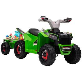 Aosom - Kids ATV Quad Car with Back Trailer, 6V Electric Ride On Car with F/B Function, Wear-Resistant Wheels, for 18-36 Months