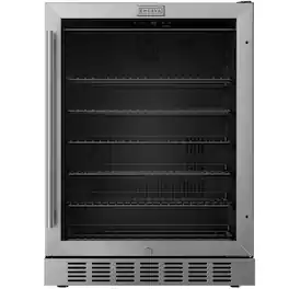 Empava - 23.4 In. 140 Can Built-in / Freestanding Beverage Cooler Fridge W/ Temp Controls, Adjustable Shelves In - Black