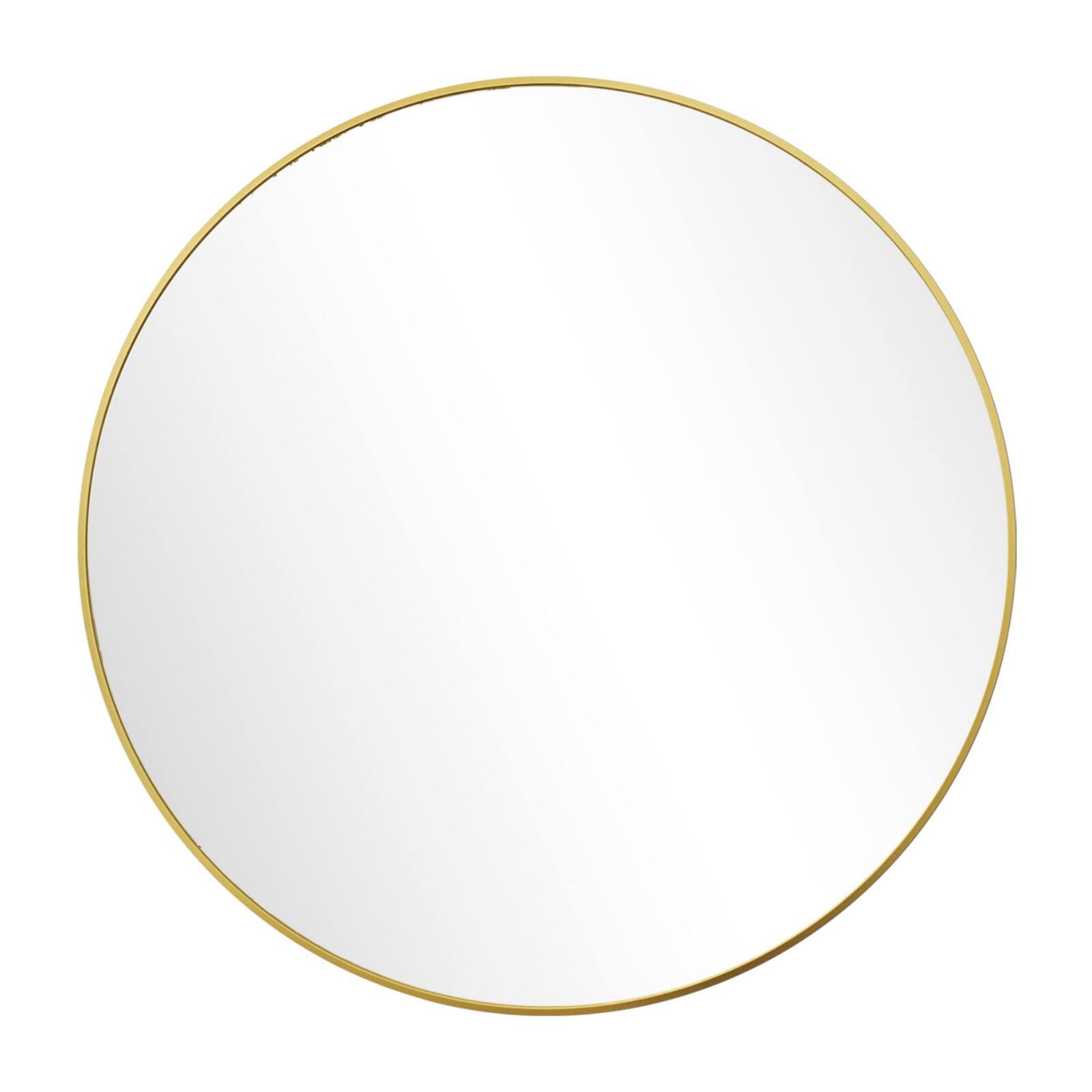Front. Easly - Gold 24 in. W x 24 in. H Round Aluminum Alloy Frame Vanity Wall Mirror - Gold.