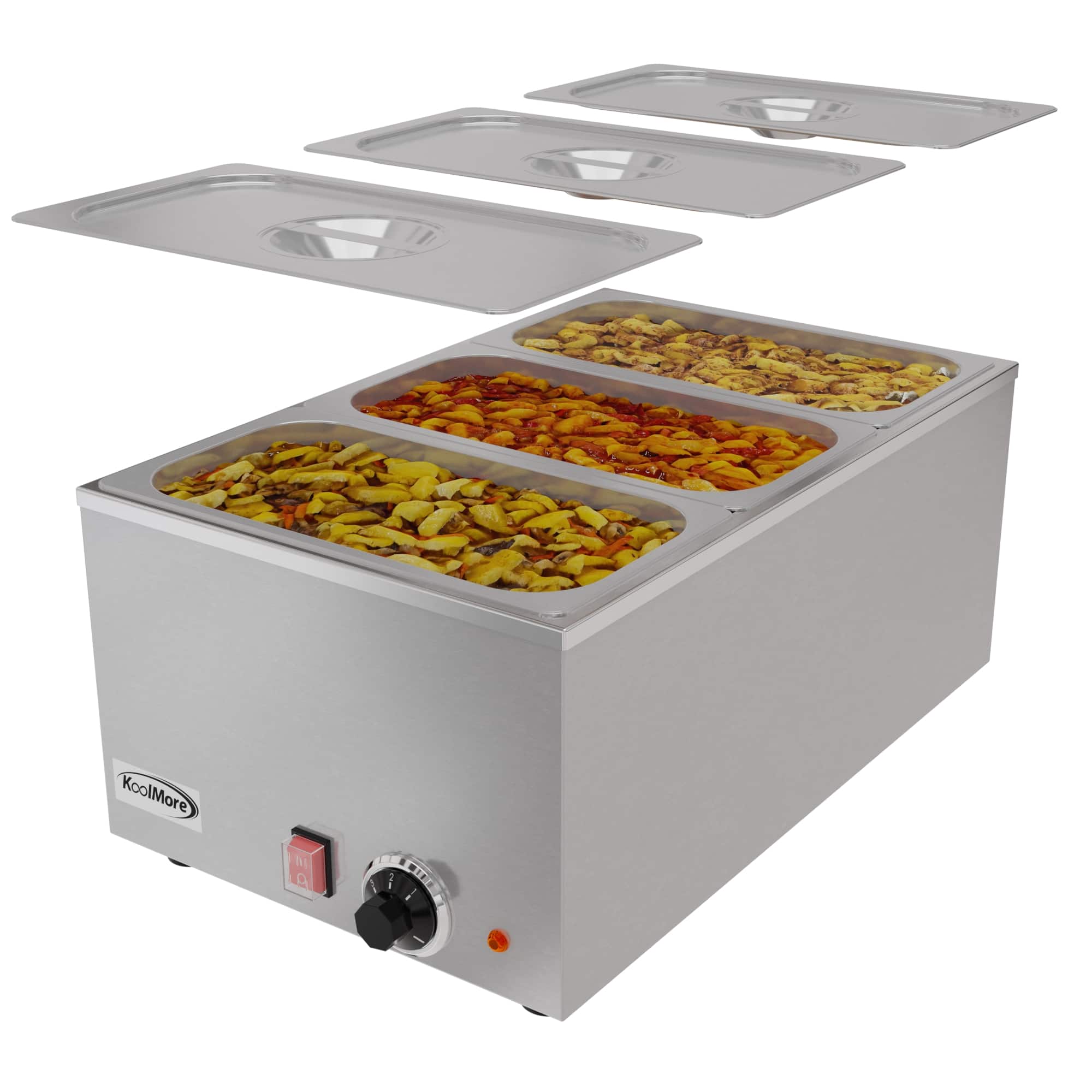 Koolmore - 6 Qt. Three-Section Electric Countertop Food Warmer, CFW-3 - Silver