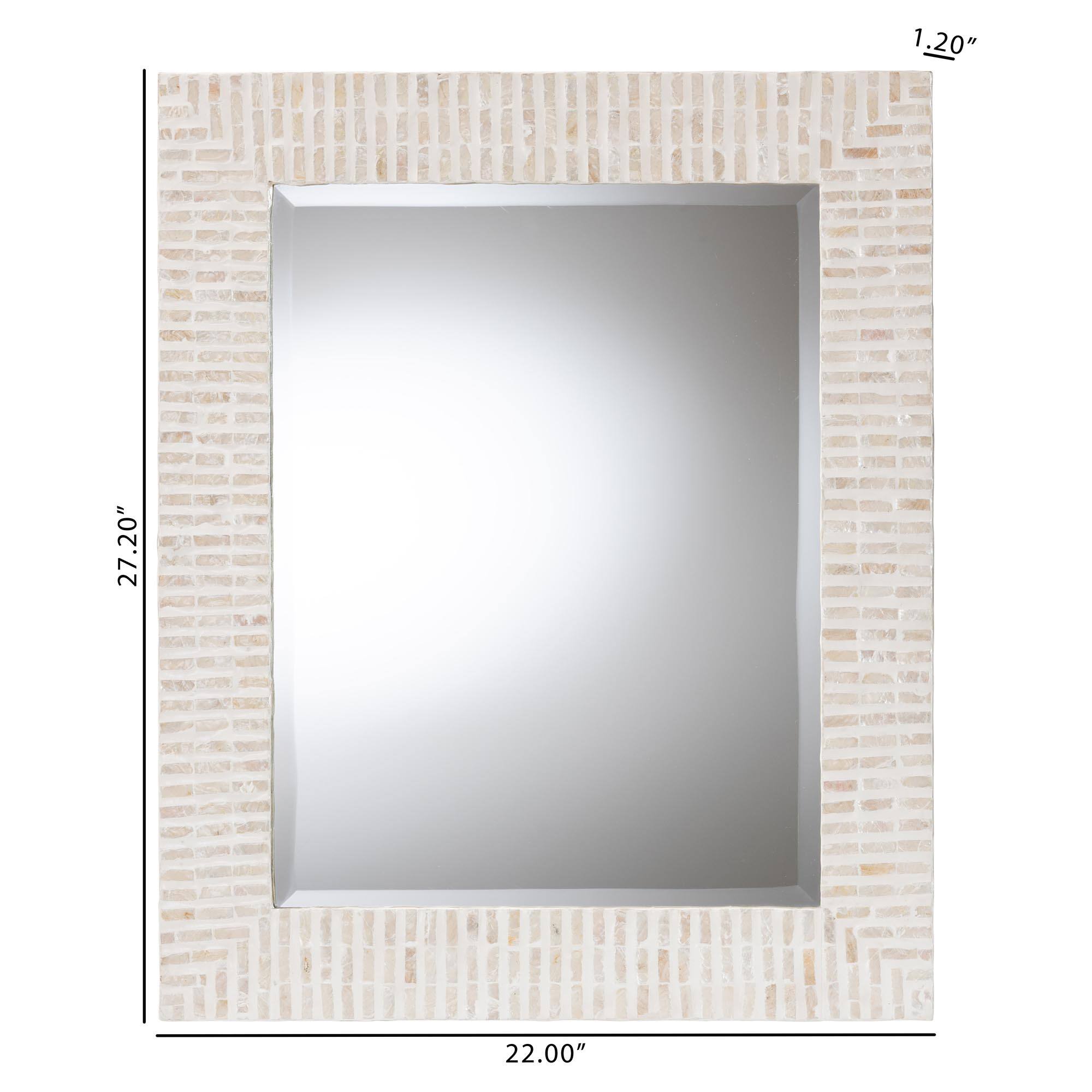 bali & pari Chalina Capiz Shell Accent Mirror White/Beige - Best Buy