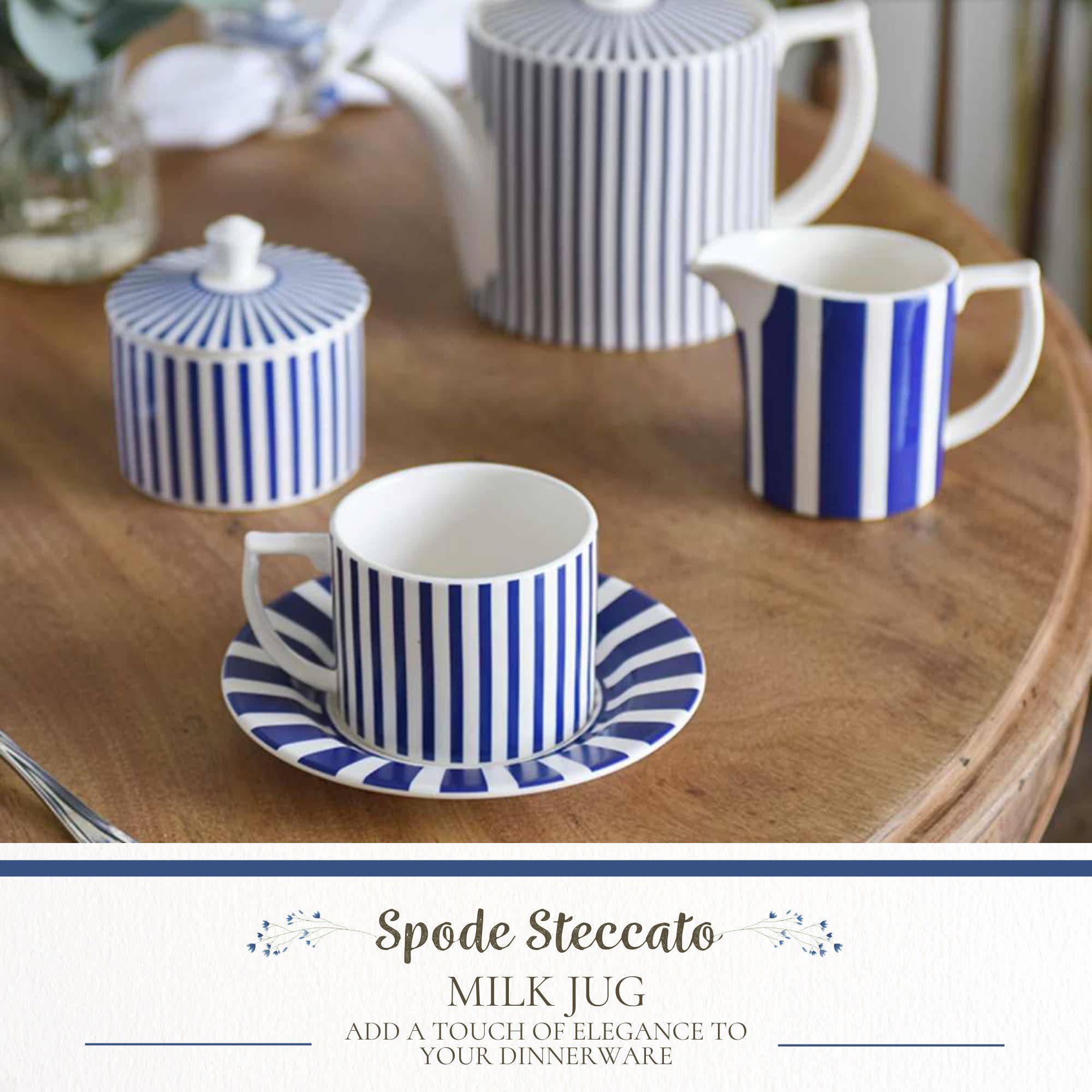 Spode Steccato  
MILK JUG  
ADD A TOUCH OF ELEGANCE TO YOUR DINNERWARE