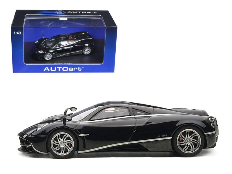 Pagani Huayra Black with Silver Stripes 1/43 Diecast Model Car by Autoart