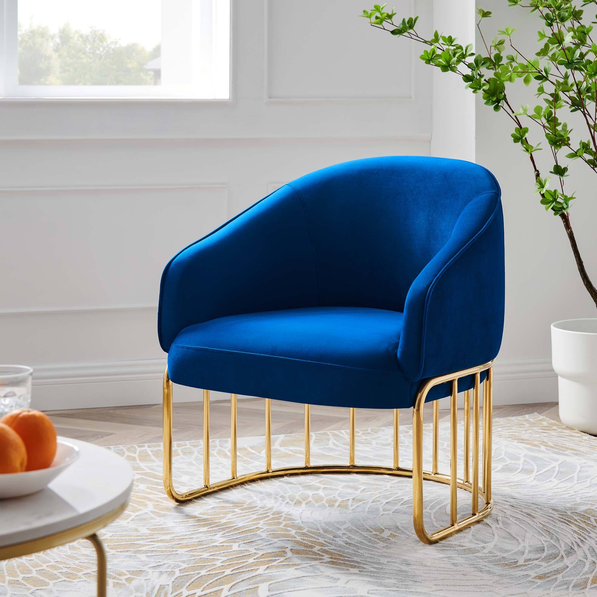 Legacy Performance Velvet Armchair by Modway - Navy