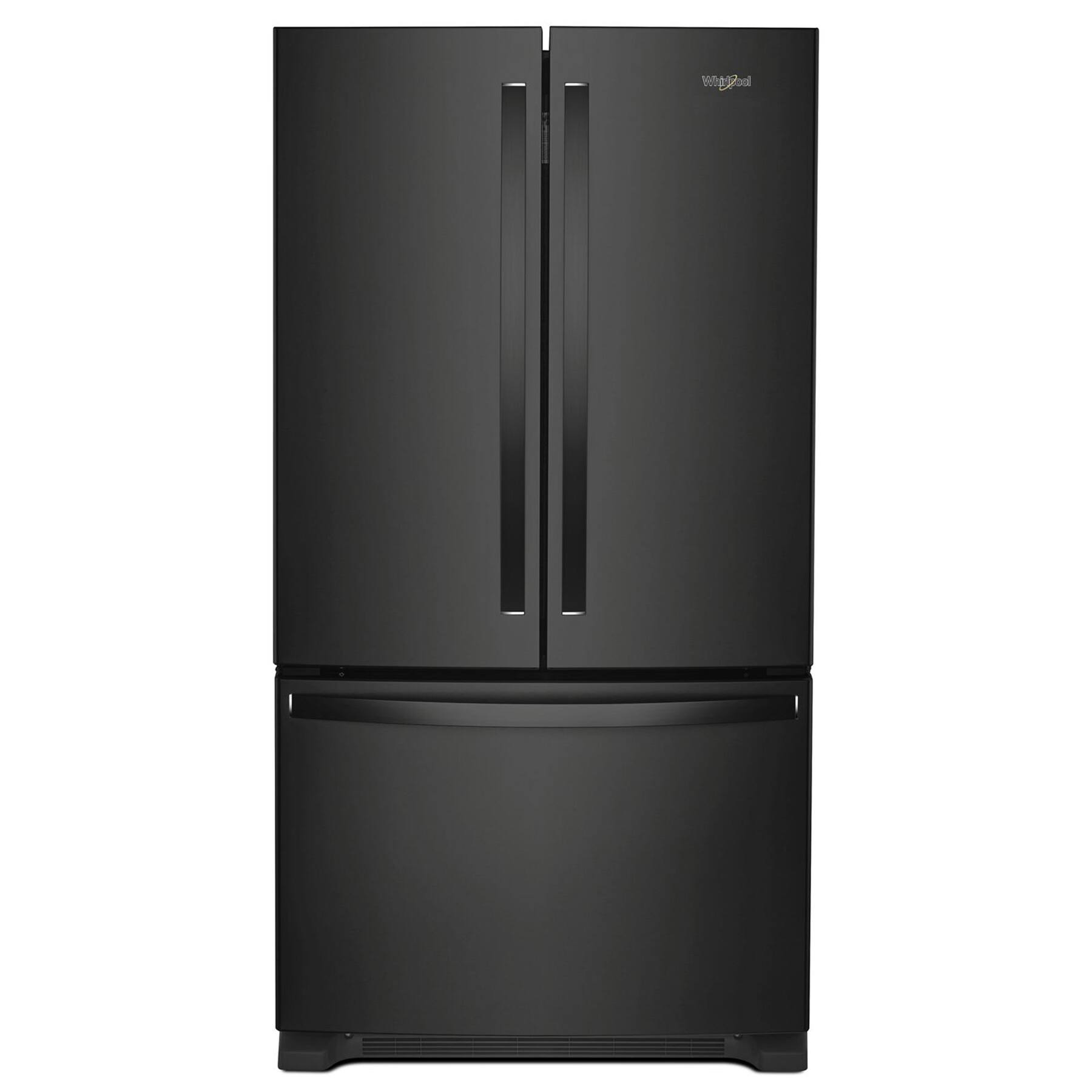 Front. Whirlpool - 25.2 Cu. Ft. French Door Refrigerator with Internal Water Dispenser - Black.