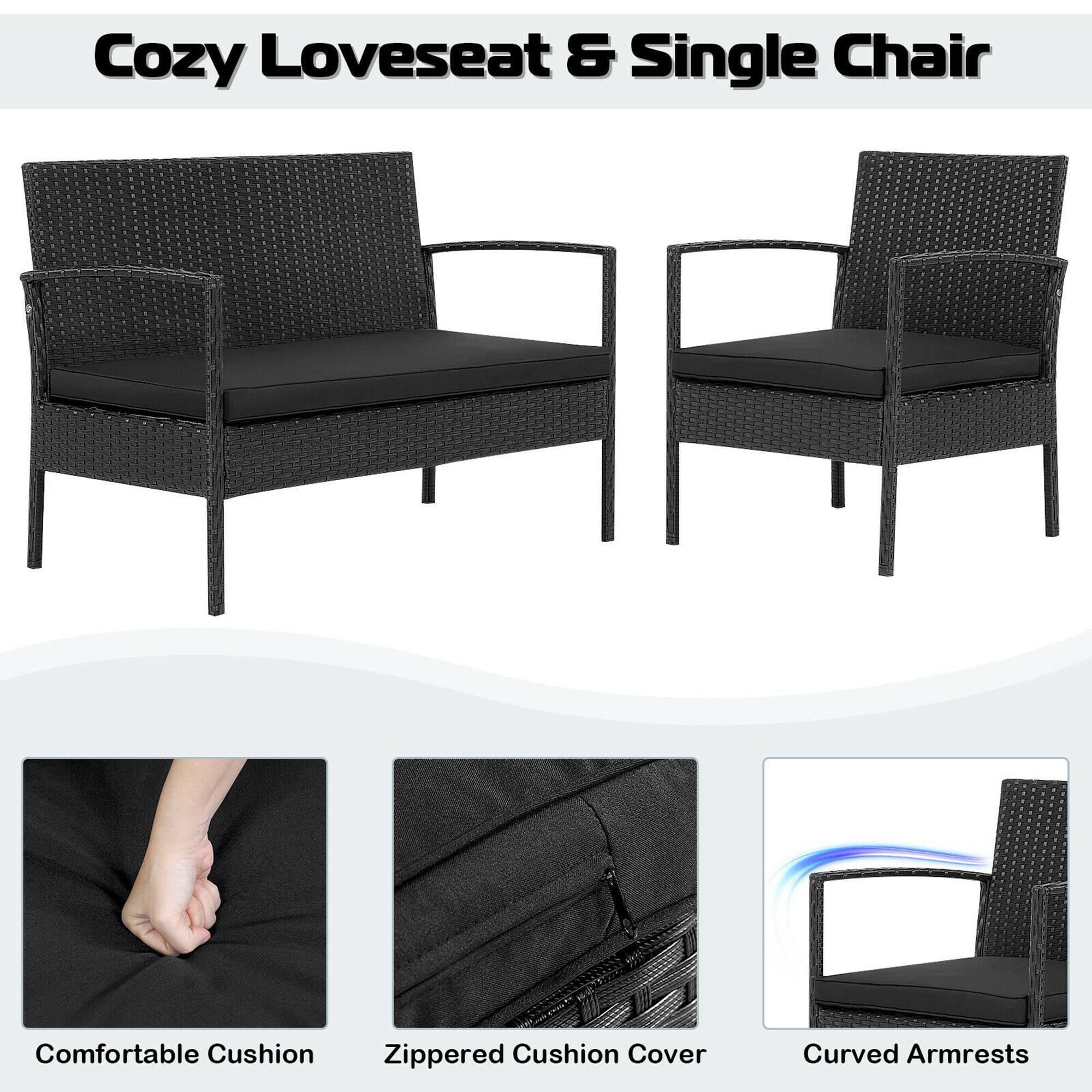 Cozy Loveseat & Single Chair

Comfortable Cushion
Zippered Cushion Cover
Curved Armrests