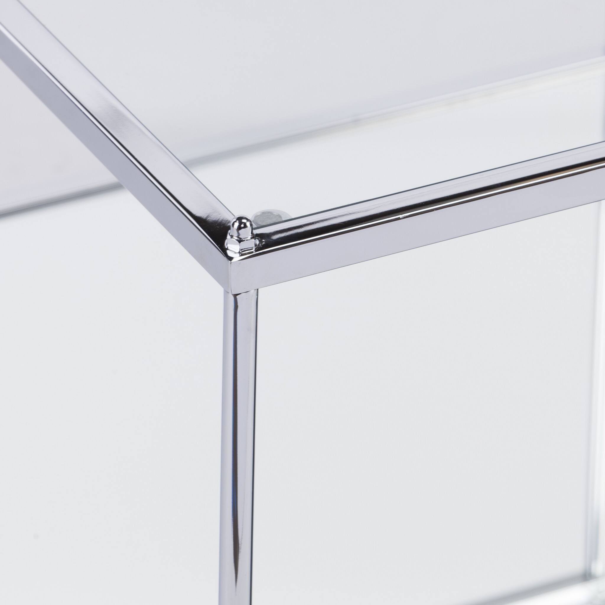 Back. Hivvago - Hivvago 42 Inch Glass And Metal Rectangular Mirrored Coffee Table - Silver.