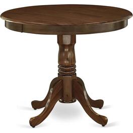 East West Furniture - 3 Piece Dining Room Table Set Consists of a Round Kitchen Table with Pedestal - Brown