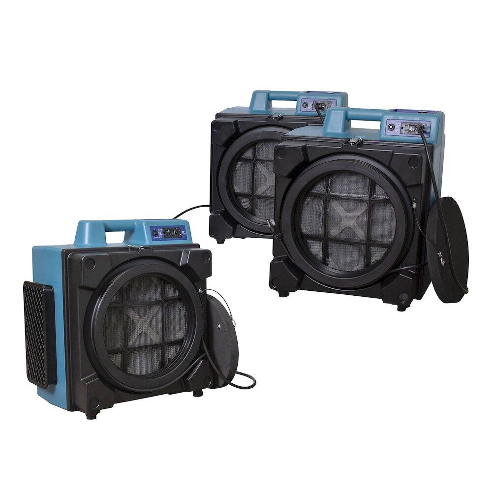 Alt View 4. XPOWER - 3 Stage Filtration HEPA Purifier System, Negative Air Machine and Hour Meter - Blue.