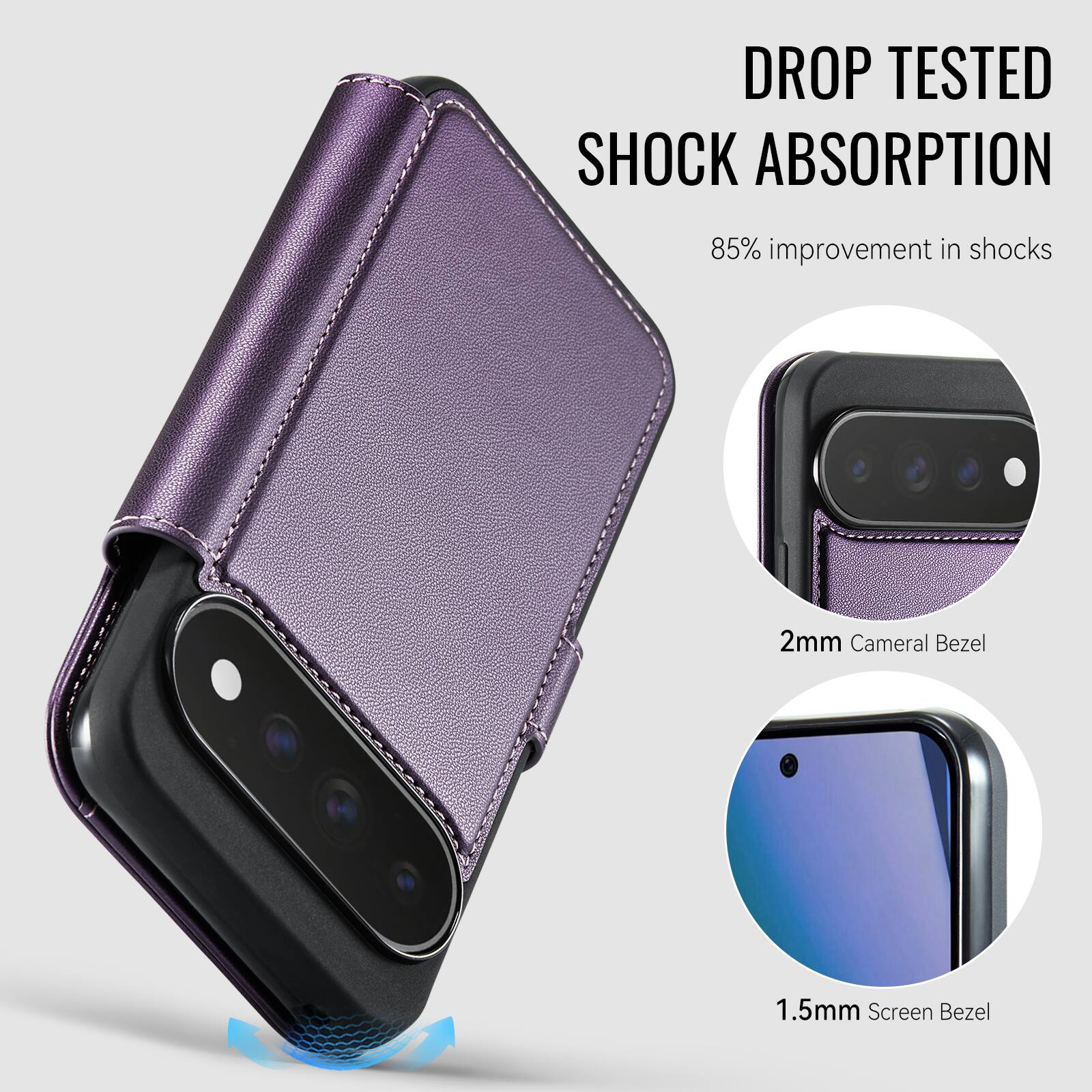 DROP TESTED SHOCK ABSORPTION  
85% improvement in shocks  
2mm Camera Bezel  
1.5mm Screen Bezel