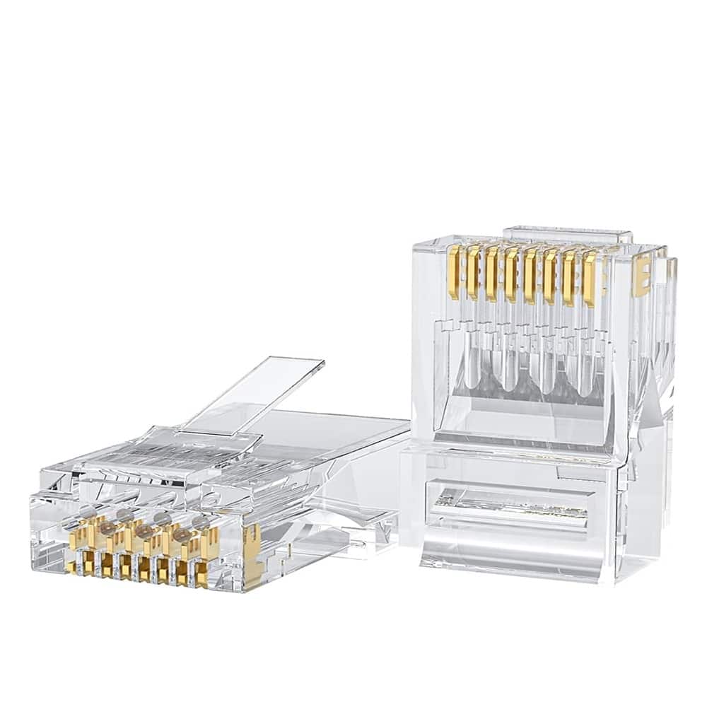 ACJPR - Cat6 RJ45 Ethernet Connectors 50-Pack, Transparent, for Solid Cables