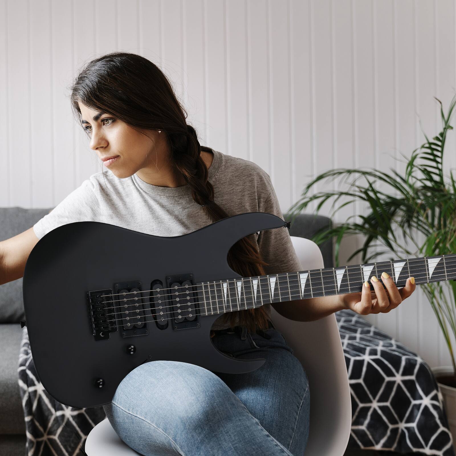 Alt View 1. Winado - Full-Size Electric Guitar, Solid Body HSH Pickups 170 Guitars Beginner Kit with Gig Bag, Shoulder Strap.