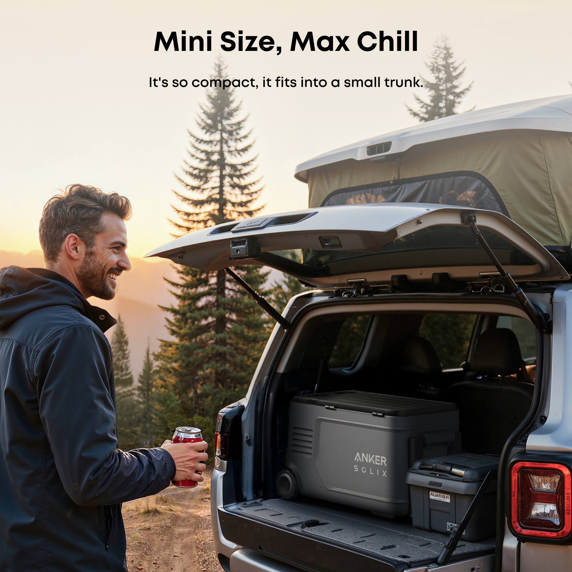 Mini Size, Max Chill  
It's so compact, it fits into a small trunk.  
ANKER SOLIX