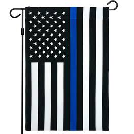 G128 - Thin Blue Line Police American Garden Flag 12 x 18 in - Assorted Colors