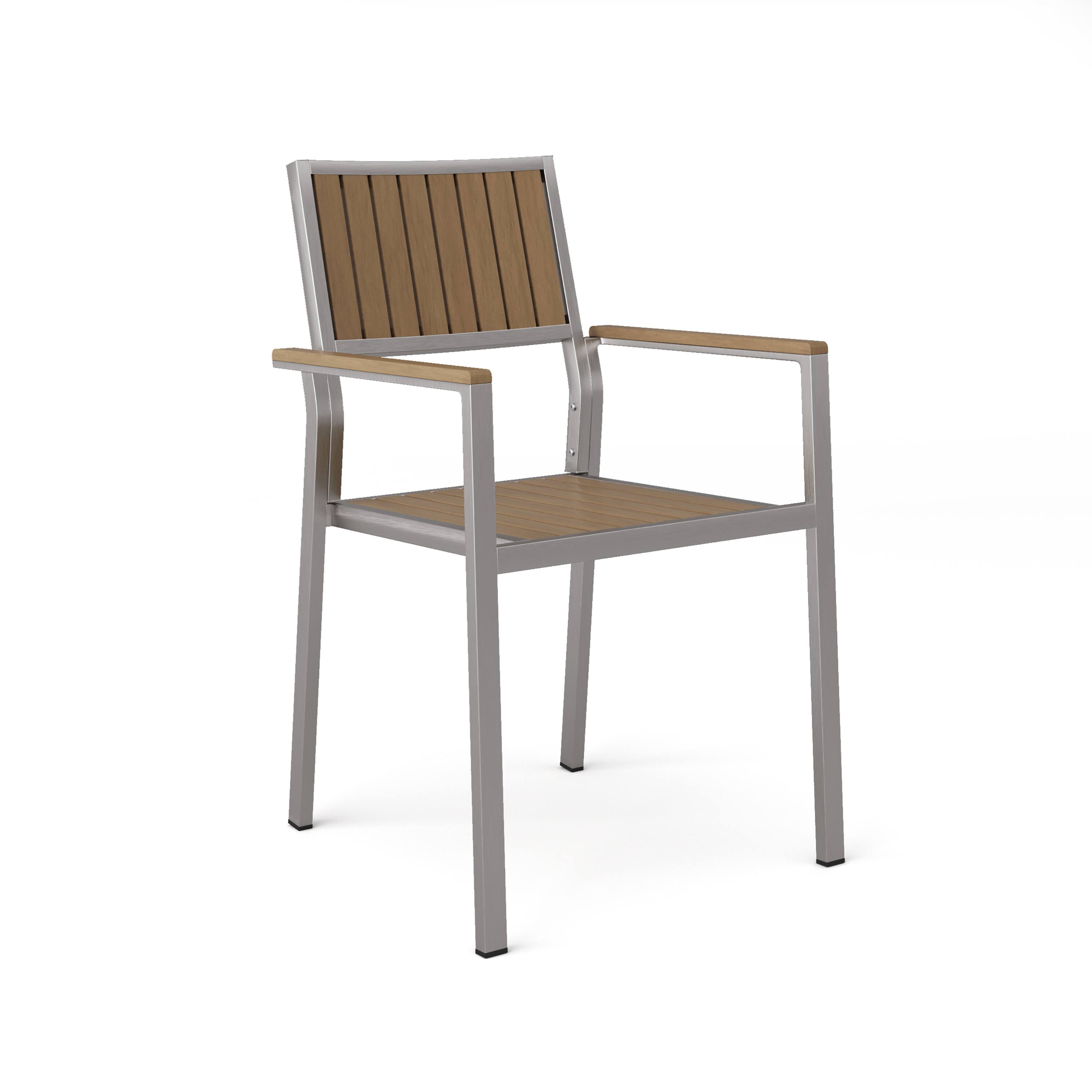 Alt View 1. Lirago - 21 Inch Dining Chairs Set of 2 Aluminum Frame with Wood Accent Sturdy Outdoor Indoor Use - Natural.