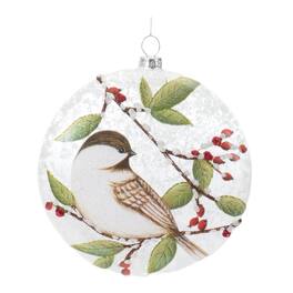 BreeBe - Glass Chickadee Bird Ball Ornament (Set of 6) - White, Green, Red