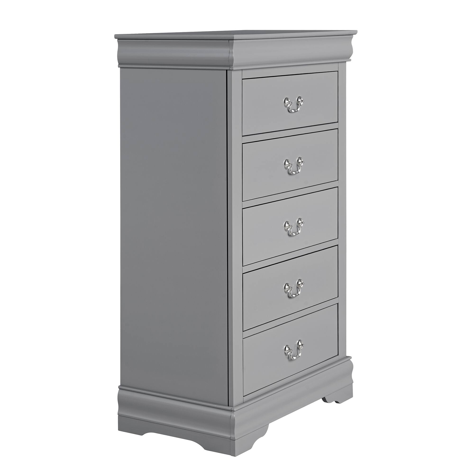 Alt View 5. Vaczon - Modern Solid Wood Chest with English Dovetail Drawers Storage for Bedroom, Living Room or Hallway Organization - Gray.