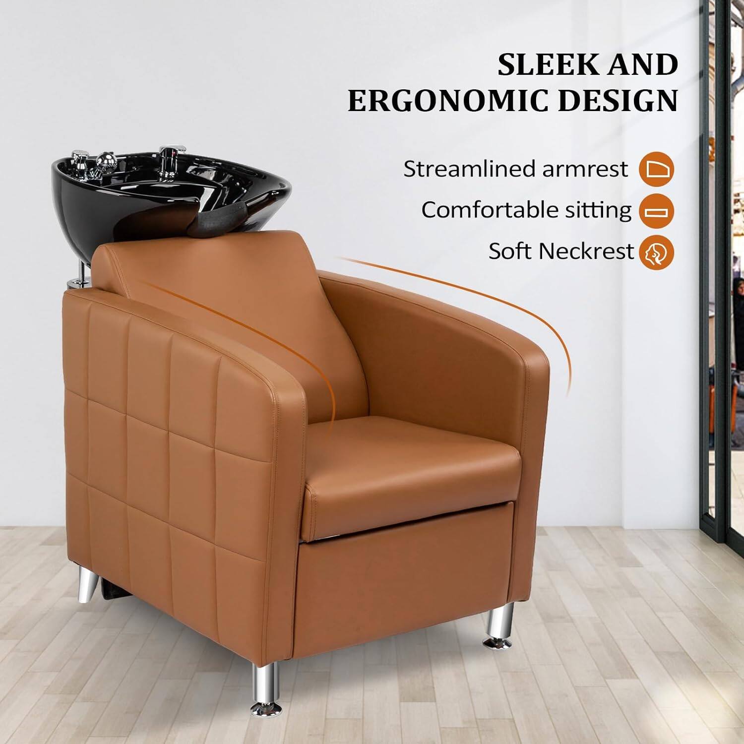 SLEEK AND ERGONOMIC DESIGN  
- Streamlined armrest  
- Comfortable sitting  
- Soft Neckrest