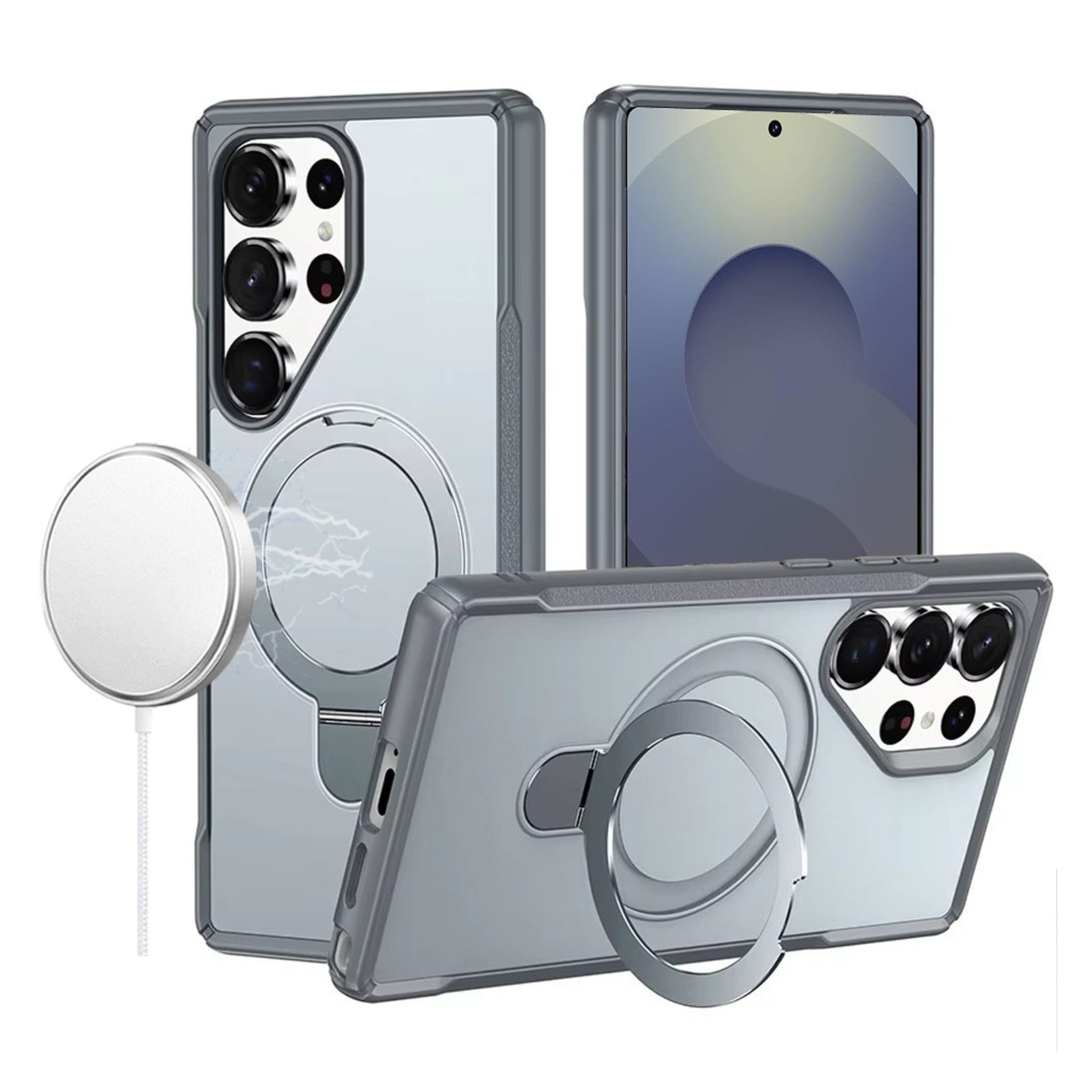 Kitcheniva - Shockproof Magnetic Circle Stand Matte Phone Case With Tempered Glass For Samsung Galaxy S26 Ultra - Gray price history on PriceWatchPro