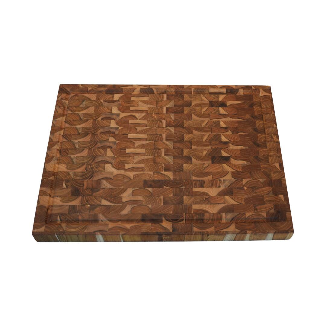 Front. EcoDecors - EcoDecors FSC Certified Solid End Grain Teak Cutting Board 20" x 15" - End Grain Teak.