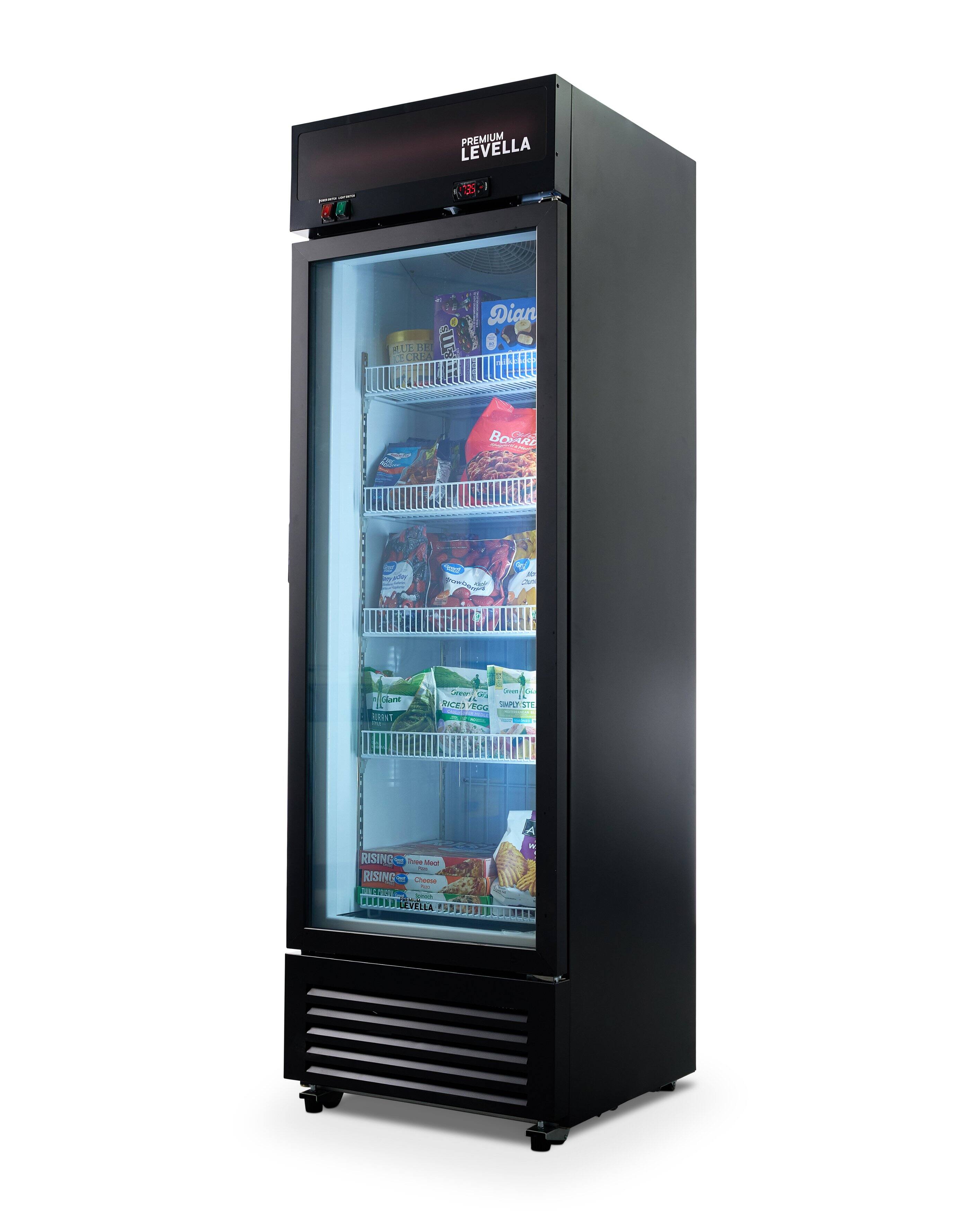 The text on the image reads "I PREMIUM LEVELLA 36 REE CUEA P SIP Dian: - - Te ad BSAR a I aey: -T we -  Chane FHENT Sneor I Y 9O NICEY FoS SMPT C I  RISING P - - RISING - Casa - WO La de 1 BEEBERIEVELEA 988 JTN". This text is in a foreign language and does not provide any information about the contents of the refrigerator.