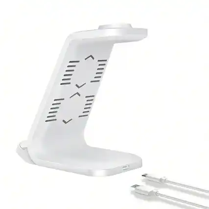 Front. SKRAN - 3 In 1 Fast Wireless Charging Stand-Wireless Charger Compatible With Samsung Galaxy, Galaxy Watch Ultra 8, Galaxy Buds - Black.