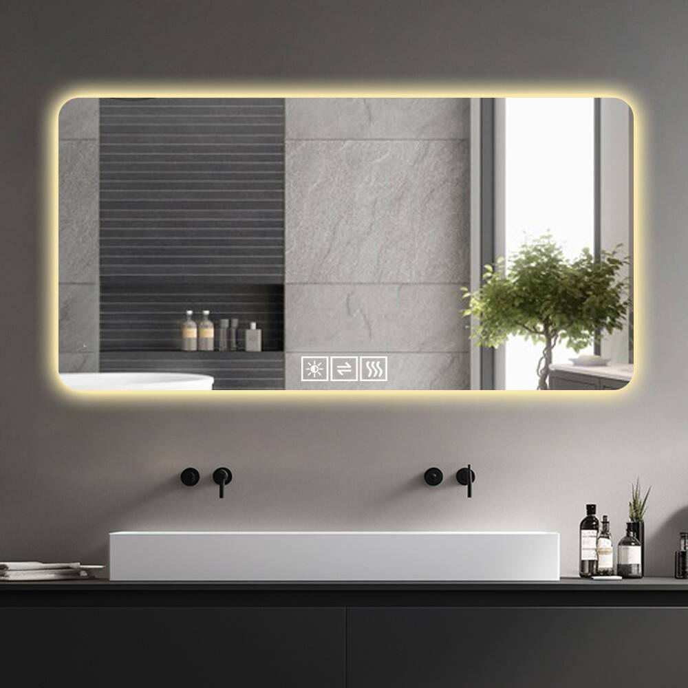 Alt View 2. Boyel Living - 28 by 60 Inch LED Bathroom Mirror Three Color Dimmable Backlit with One Touch Demist.