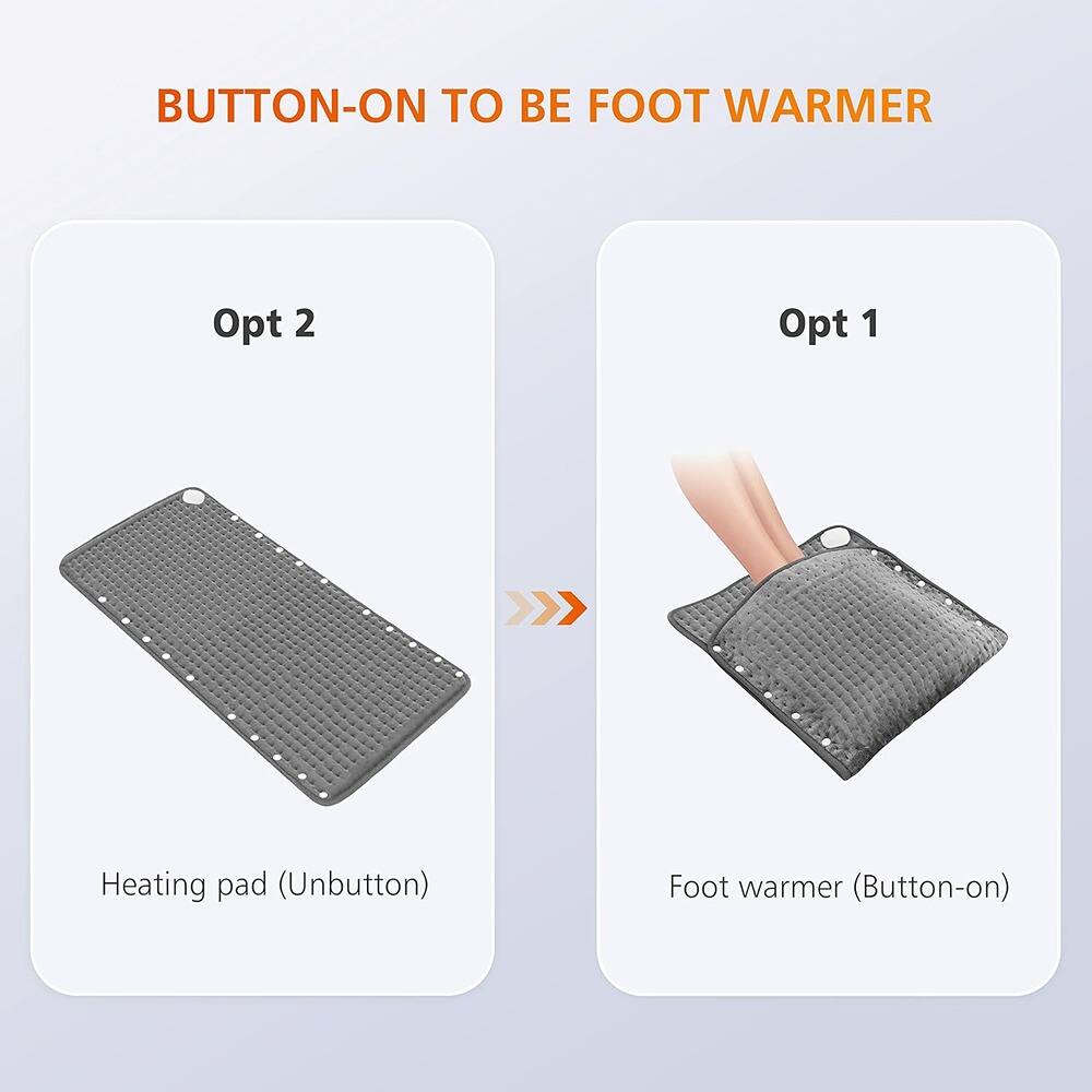 BUTTON-ON TO BE FOOT WARMER

Opt 2  
Heating pad (Unbutton)

Opt 1  
Foot warmer (Button-on)