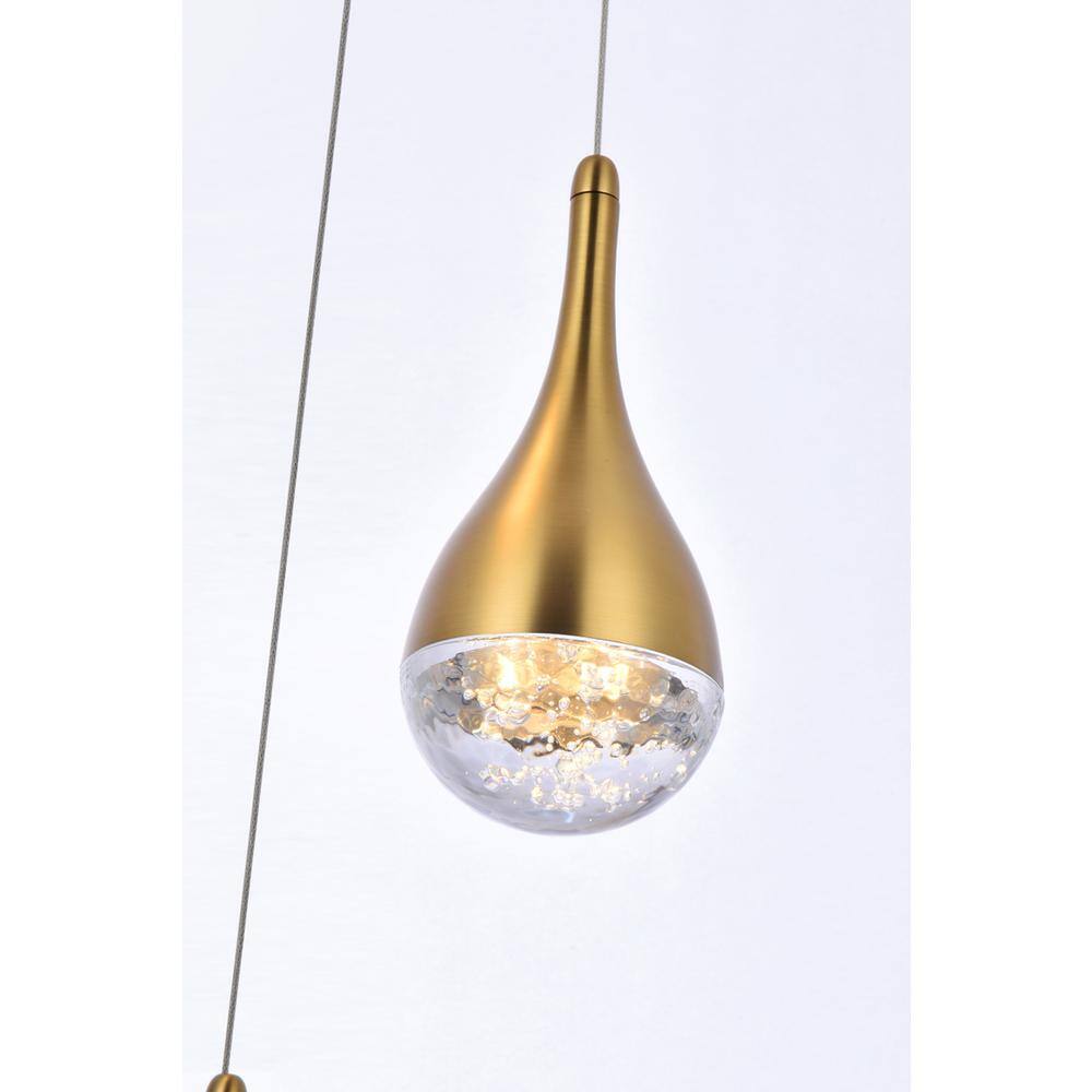 Alt View 5. Elegant Lighting - Amherst 10 inch LED pendant in satin gold - Satin Gold.