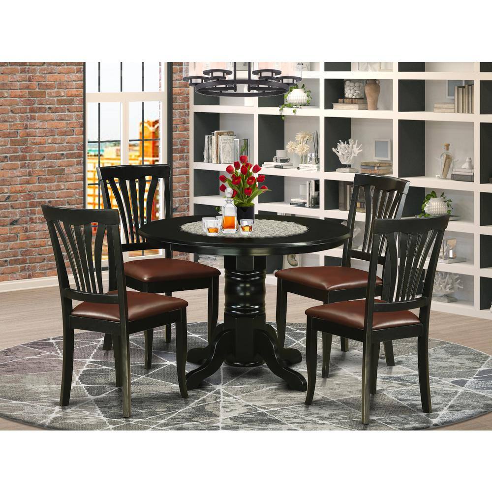 Back. East West Furniture - 5 PC dinette set - Dinette Table and 4 Dining Chairs - Black.