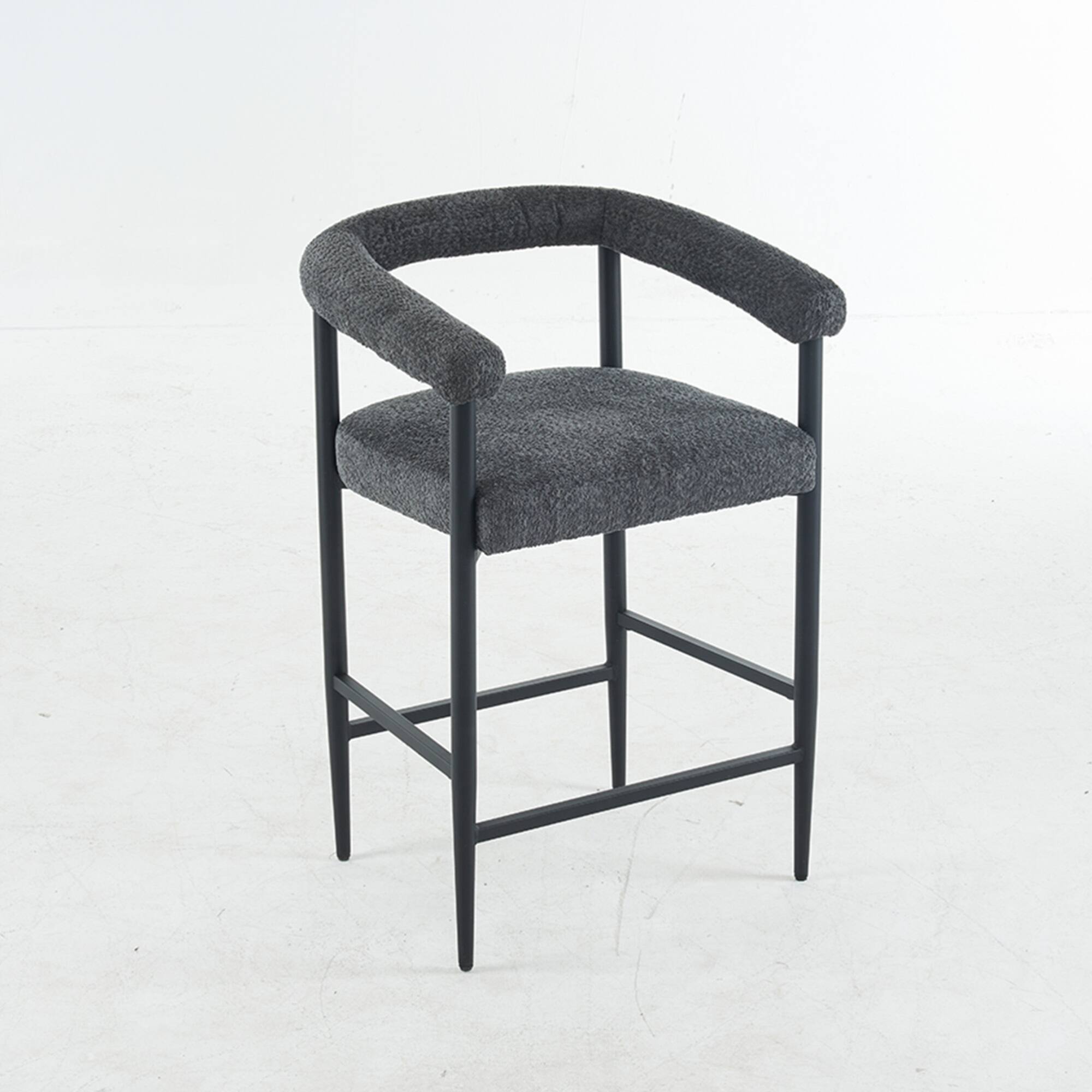 Alt View 6. GOODSILO - Modern Upholstered Counter Height Bar Stools Set of 2 with Metal Frame and Armrests for Kitchen Island Dining Room Cafe - Dark Gray.