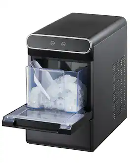 Glintex - Nugget Ice Maker, Pebble Ice, 37 lb/Day, Self-Cleaning, Scoop & Basket, Easy Ice Transfer, Countertop - Black