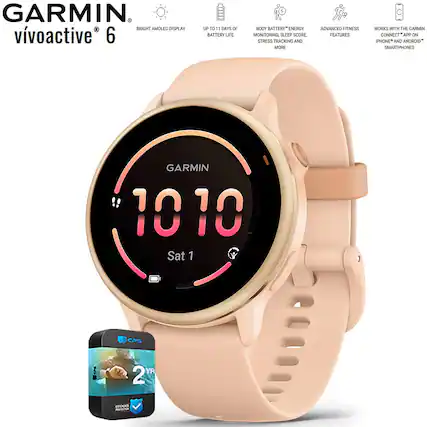 GARMIN
vivoactive 6
- BRIGHT AMOLED DISPLAY
- UP TO 11 DAYS OF BATTERY LIFE
- BODY BATTERY™ ENERGY MONITORING, SLEEP SCORE, STRESS TRACKING AND MORE
- ADVANCED FITNESS FEATURES
- WORKS WITH THE GARMIN CONNECT™ APP ON IPHONE® AND ANDROID® SMARTPHONES
GARMIN
10:10
Sat 1
CPS
2 YR