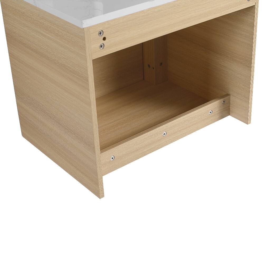 Alt View 7. Loheer - Loheer 24 inch wall mounted bathroom vanity American White Oak floating vanity base without sink - American White Oak.