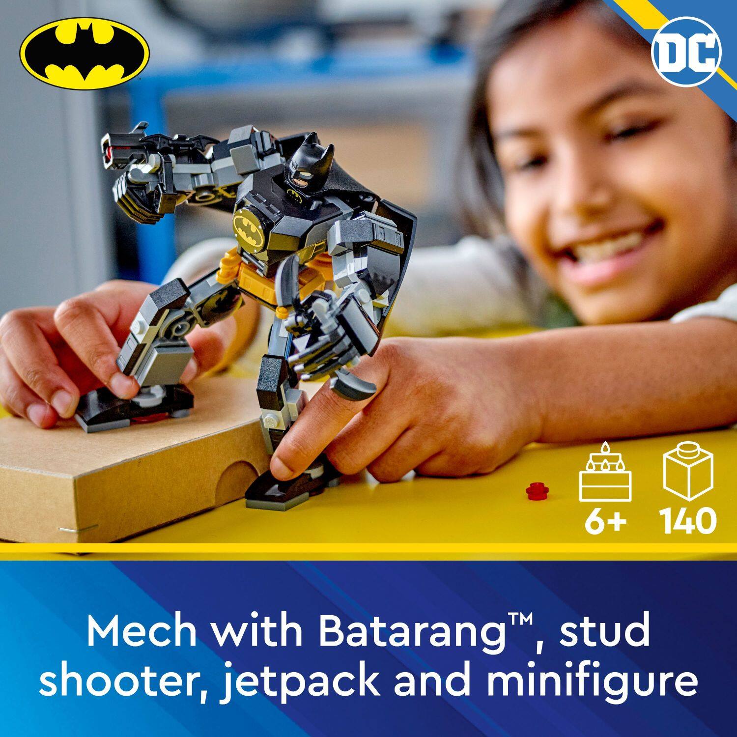DC 6+ 140 TM Mech with Batarang, stud shooter, jetpack and minifigure