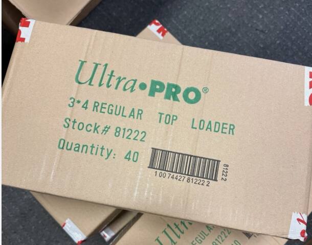 Ultra PRO  
3*4 REGULAR TOP LOADER  
Stock# 81222  
Quantity: 40  
1 00 74427 81222 2