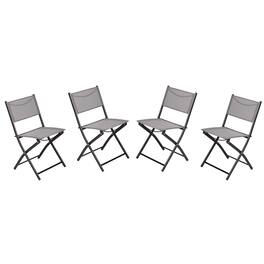 Emma + Oliver - Bartlett Set of 4 Folding Chairs for Indoor/Outdoor Use with Flex Comfort Material and Steel Frames - Gray