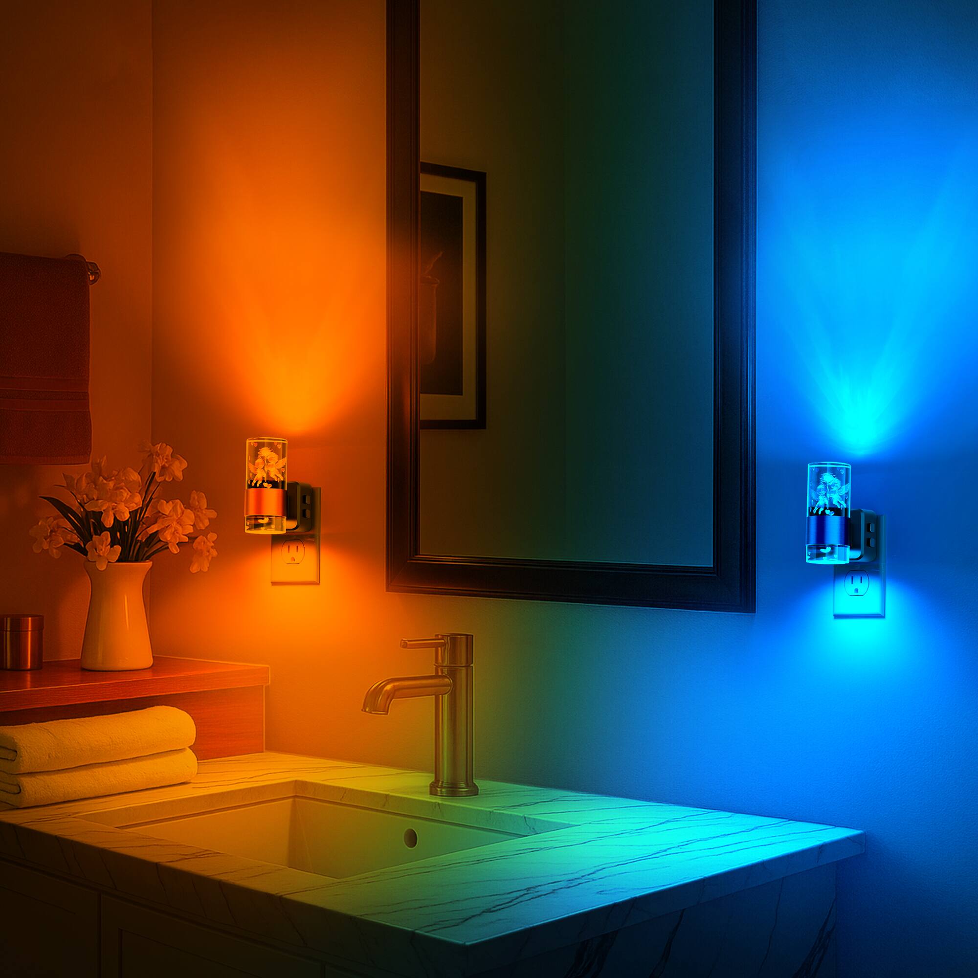 Jandcase 2 Pack 1W Plug in Night Light, RGB+Color Changing, 3 Step ...