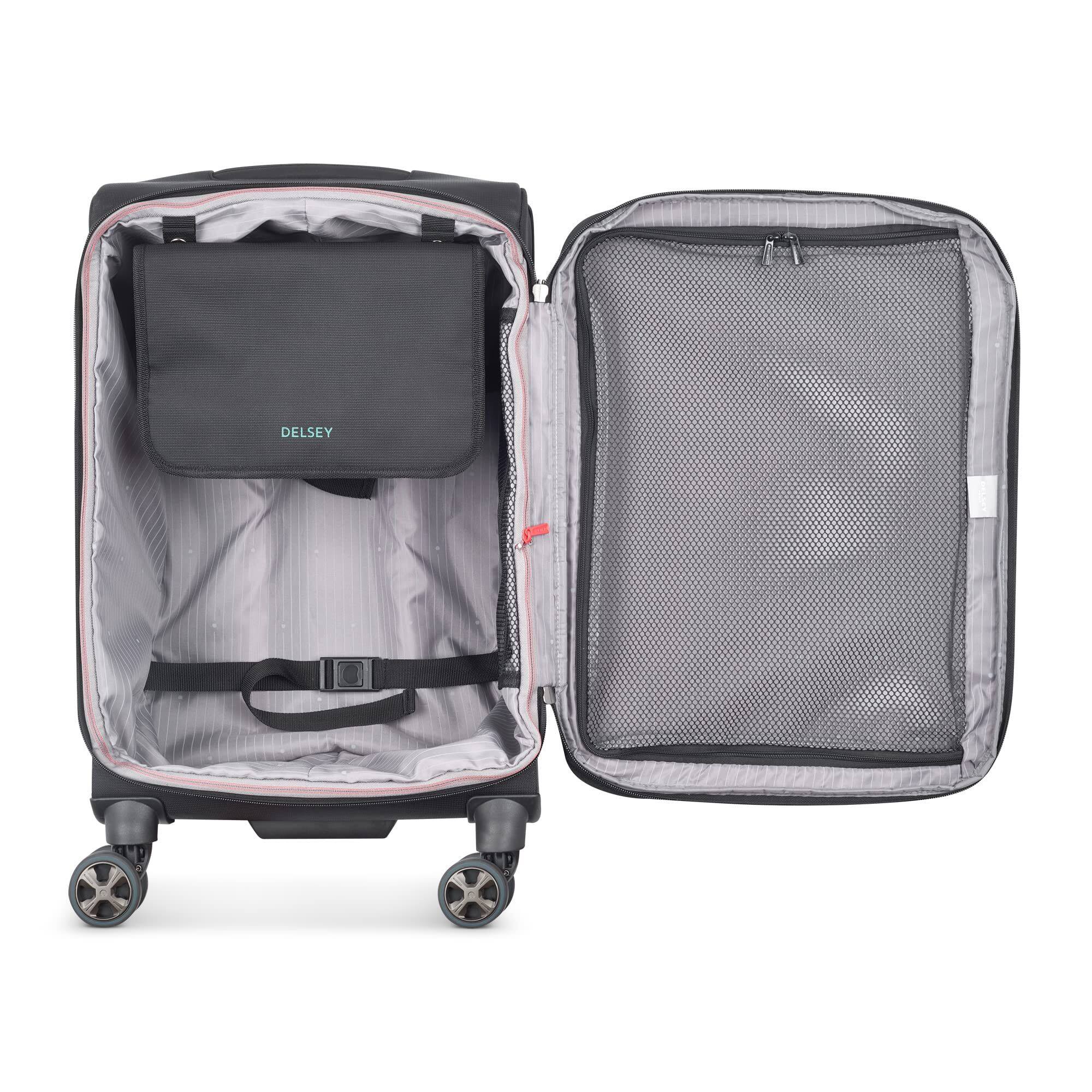 Left. Delsey - Delsey Helium DLX Expandable Spinner Carry-On Luggage - 21" Small - Black.