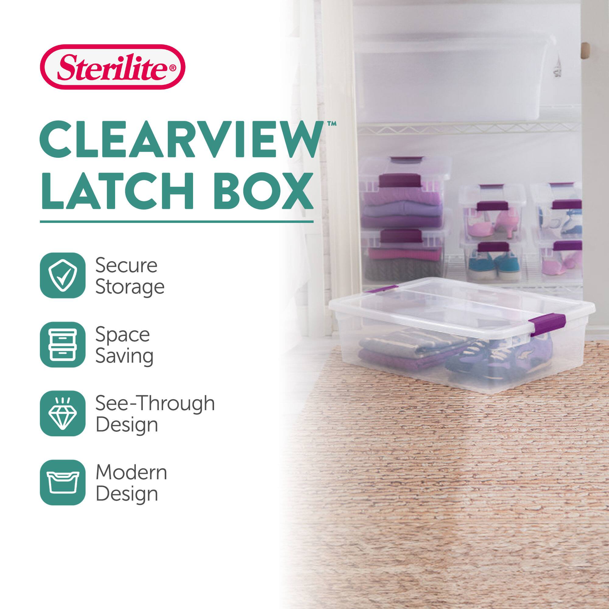 Sterilite CLEARVIEW LATCH BOX  
Secure Storage  
Space Saving  
See-Through Design  
Modern Design
